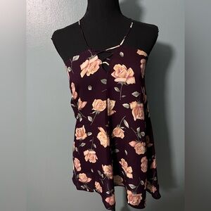 Floral purple tank 100% silk malizia by la Perla
